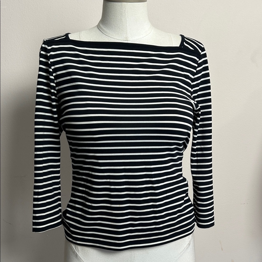 Guess Black and white striped mariniere shirt size M square neck